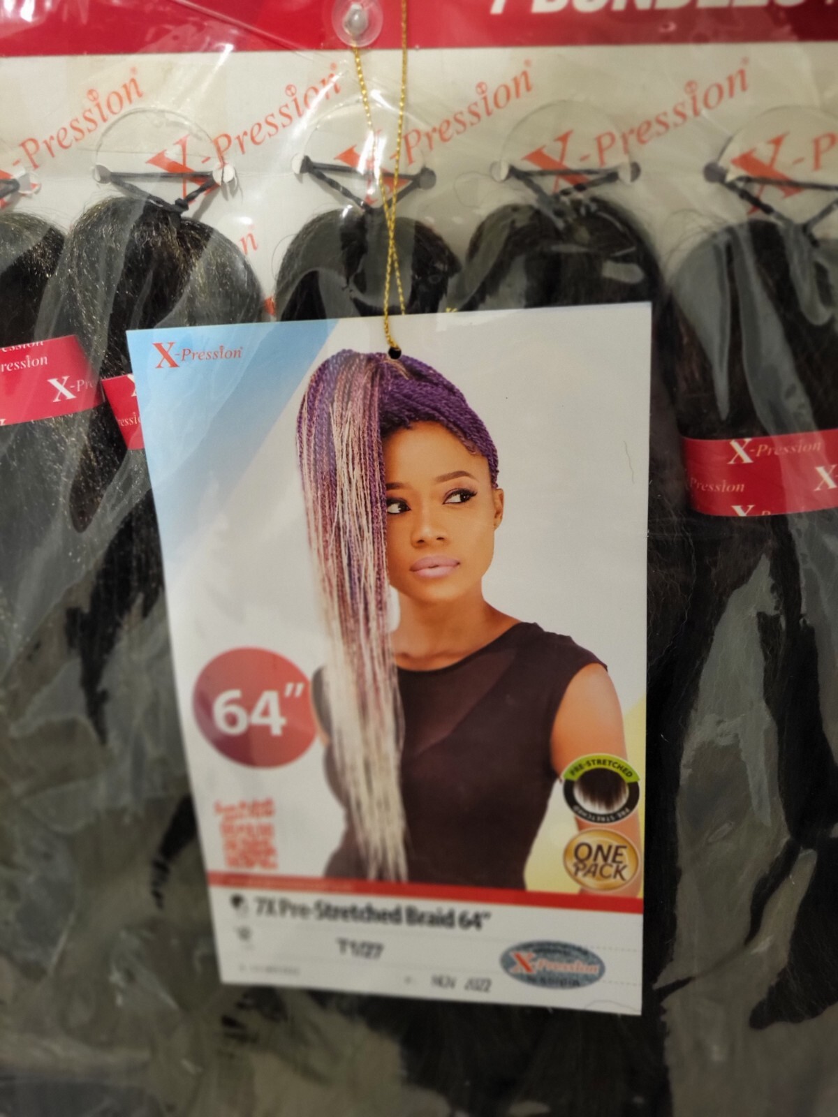 X PRESSION 7X PRE-STRECTHED BRAID 64″ , 7 BUNDLES IN 1 PACK, I PACK DOES IT ALL