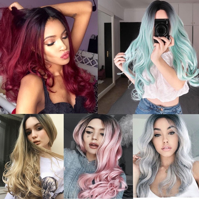 26″ Synthetic Hair Full Wigs Natural Long Wavy Wig Heat Resistant Multi Color