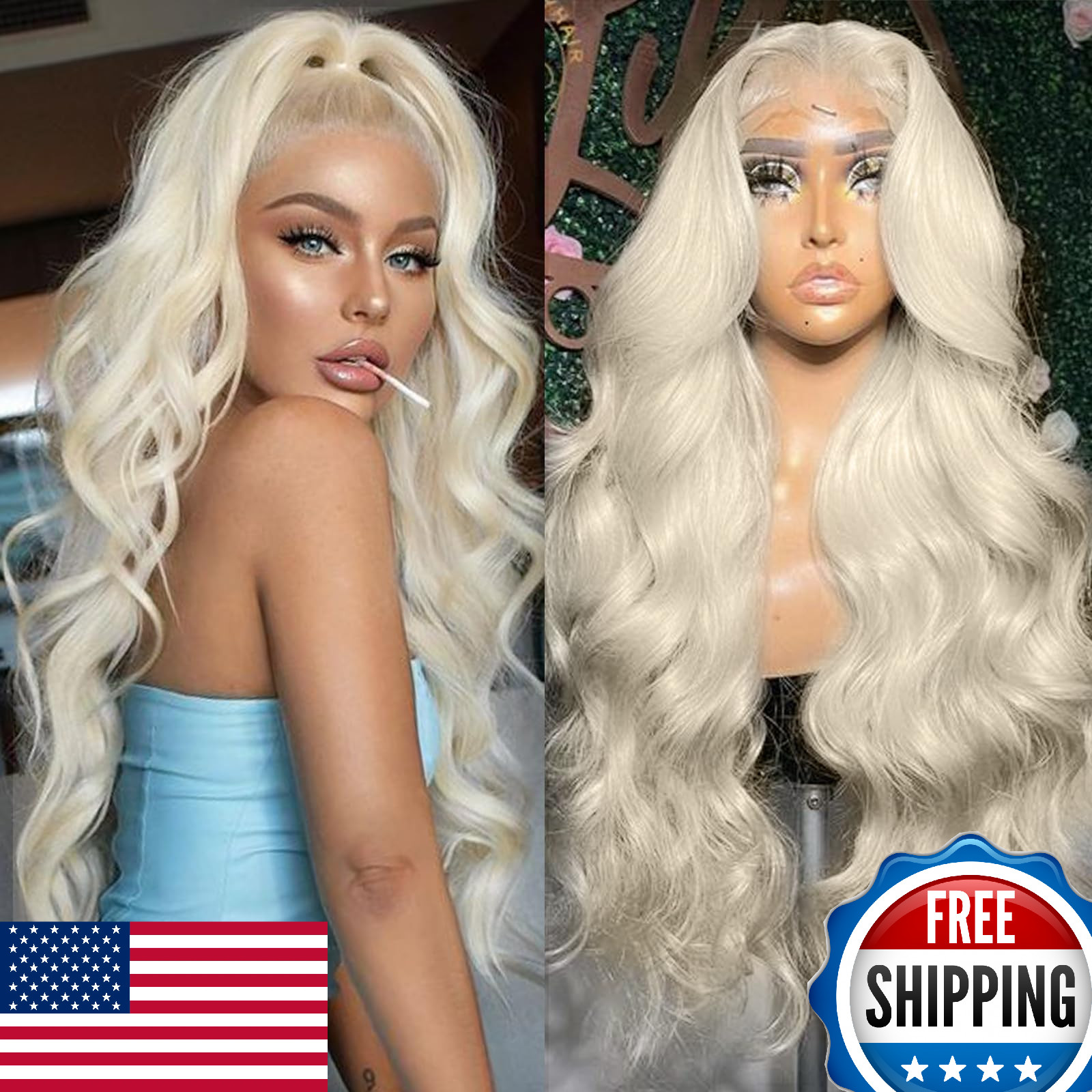 ANDRIA13x6 Platinum Blonde Lace Front Wigs Long Body Wave Glueless Natural Wave