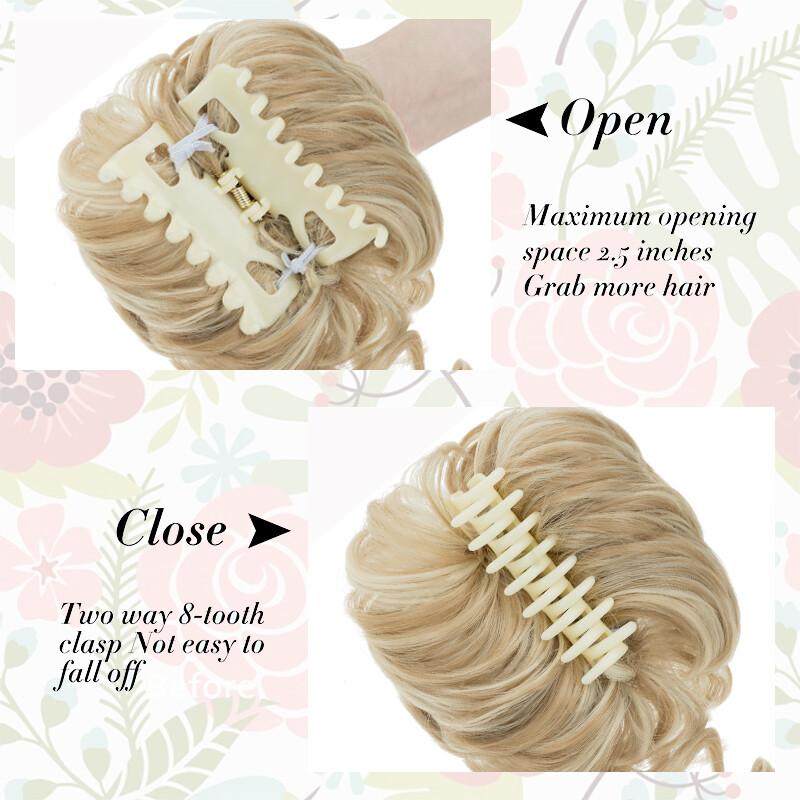 Thick Messy Bun Scrunchie Updo False Cover Curly Claw Clip Hair Extensions Women