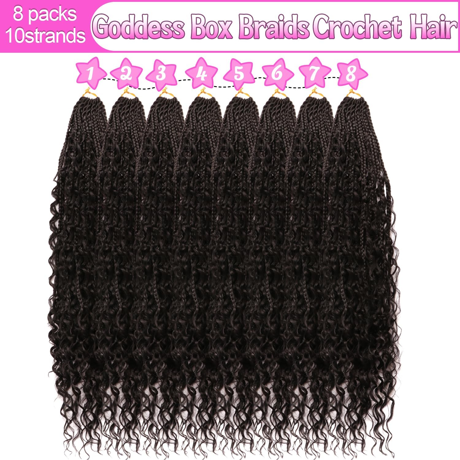 Goddess Boho Box Braids Crochet Hair-8 Packs 24 Inch Crochet Box Braids for B…