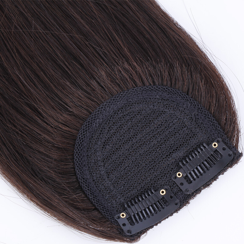 15 cm Human Hair Mini Topper Toupee Bangs Clip Hairpiece Top Wig For Women Men