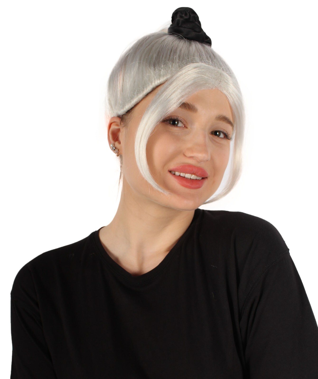 Adult Women’s White Rose Ponytail Wig, Best for Halloween, HW-7109