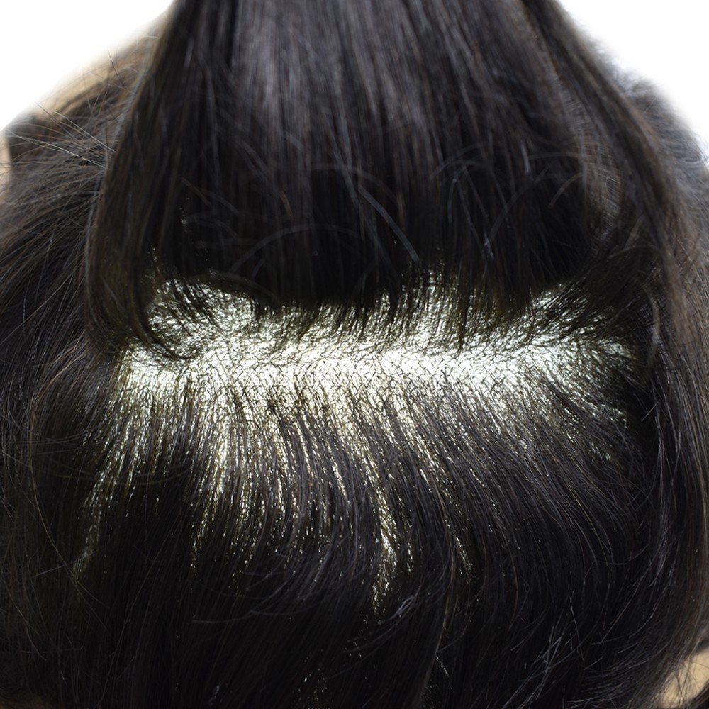 Mens Hair Piece System Swiss Welded Mono Lace Wig Toupee for Men PU Skin Unit US