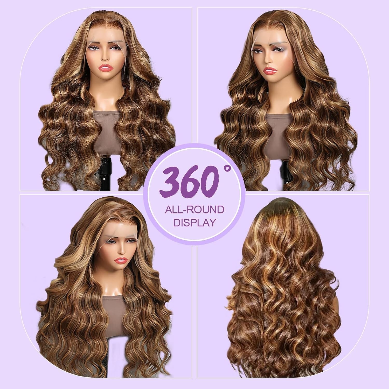 Qimo Honey Blonde Wig Human Hair 22 Inch Glueless Body Wave 13×6 HD Lace Front