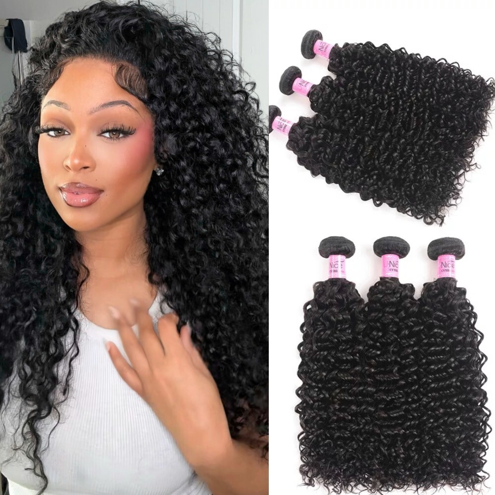 UNice Hair Brazilian Curly 3 Bundles Human Hair Extensions Virgin Hair Weaves US