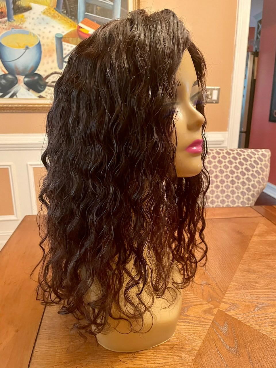 16″ Authentic Indian Curly Hair Wig, Natural Look