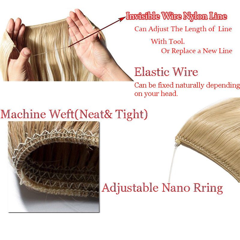 One Piece THICK Secret Wire No Clip In 100% Remy Human Hair Extensions Weft RW