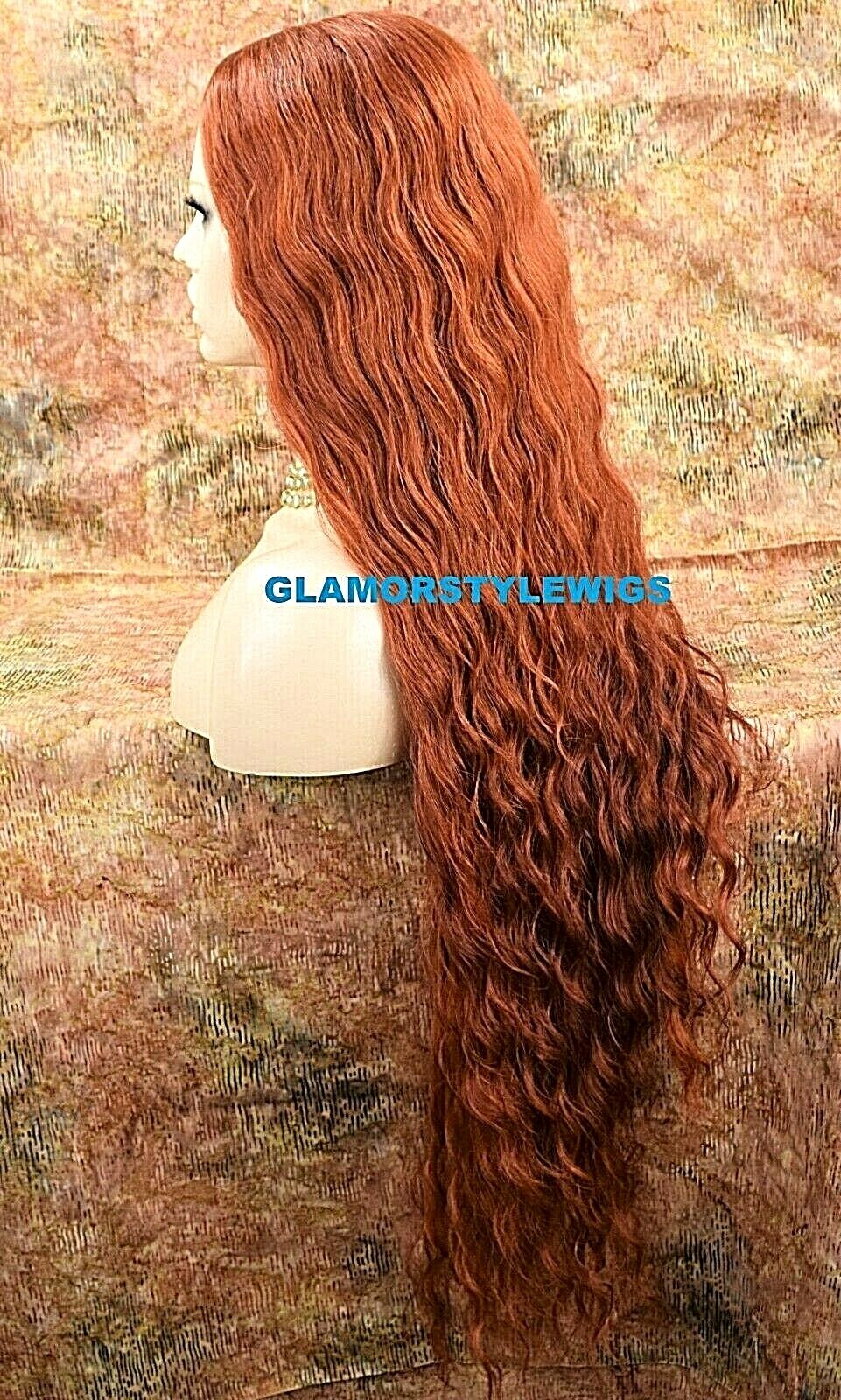 LACE FRONT FULL WIG EXTRA LONG WAVY LAYERED MIDDLE PART COPPER HEAT OK NWT