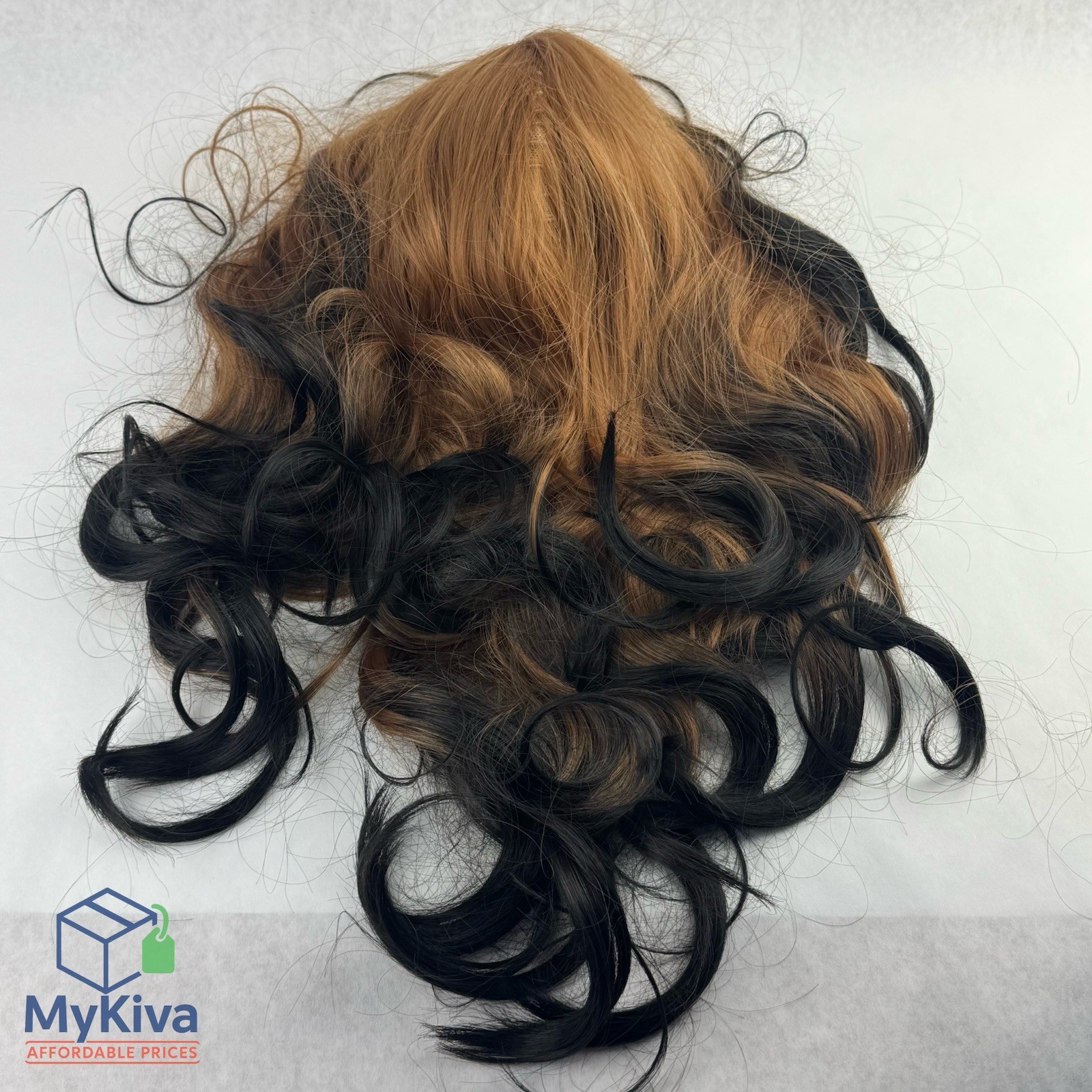 Wavy Curly Wig Ombre Auburn Black Long Hair Clip In Cap Costume Cosplay