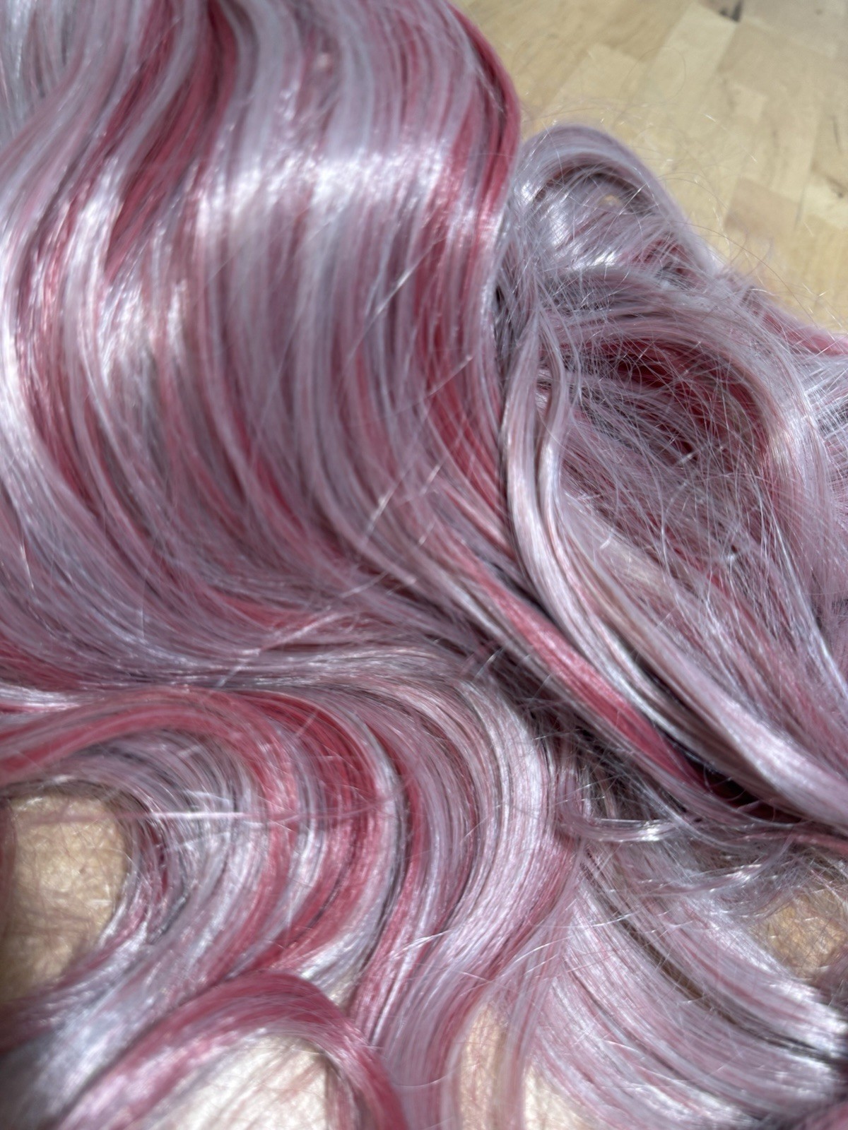 Pastel Rose Gold Pink Wig With Bangs NEW