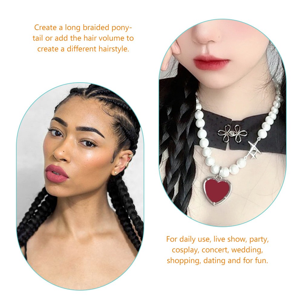 2Pcs Easy to Wear Synthetic Braided Ponytail Extension for Cosplay and Events