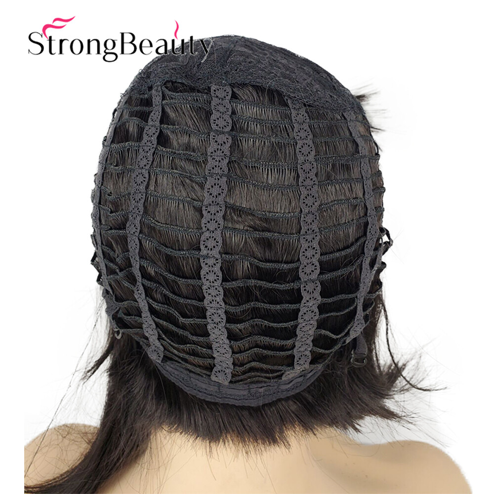 Short Black Bob Asymmetrical Page Long Side Wig for Women Cosplay Party Hair Wig