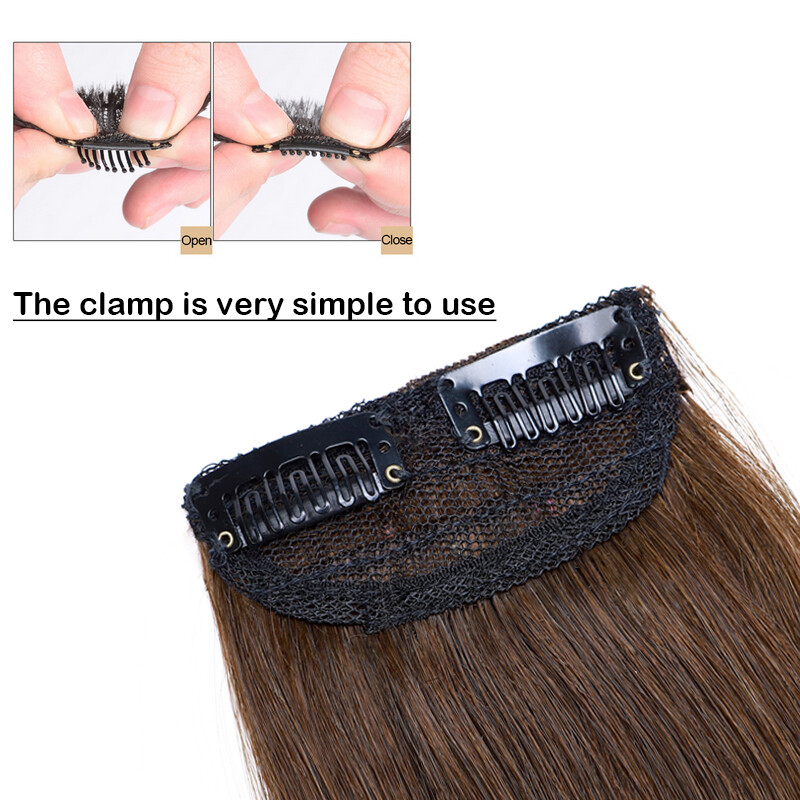 Thick Hairpad Topper Base Short Clip In Real Human Hair Extensions One Hairpiece