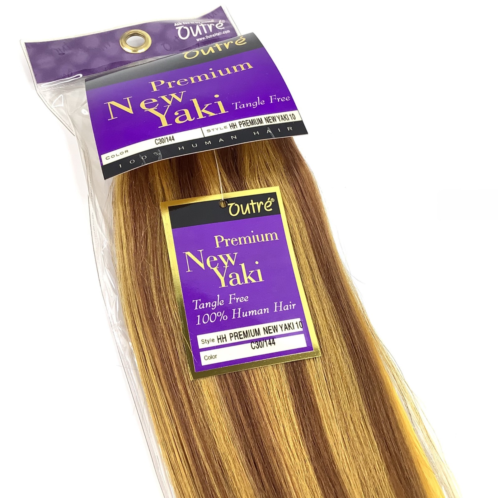 10″ Outre Premium New Yaki 100% Human Hair Extensions Color C30/144 Tangle-Free