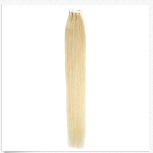 Tape in Human Hair Extensions 613 Light Blonde PU Skin Weft 20 inch 40pcs 100G