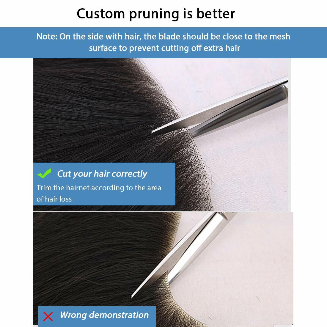 Mens Frontal Hairpiece V-Looped Covering Receding Hairline Human Black Hair