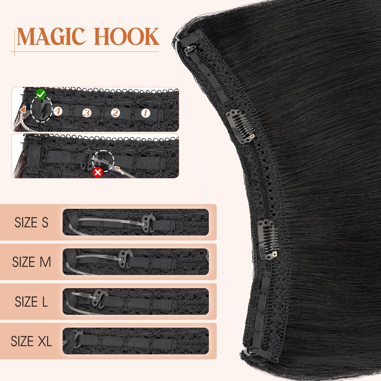 S-Noilite Halo Hair Extensions Real Human Hair 14Inch Short Straight Halo