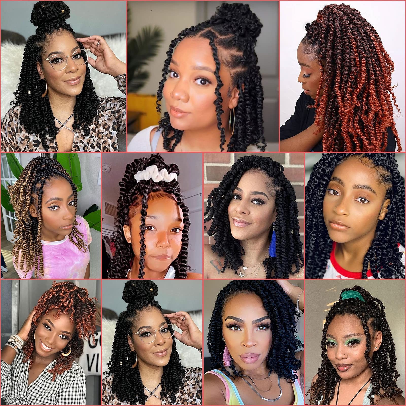 8 Packs Pre twisted Passion Twist Crochet Hair for Black Women 12 Inch Synthe…