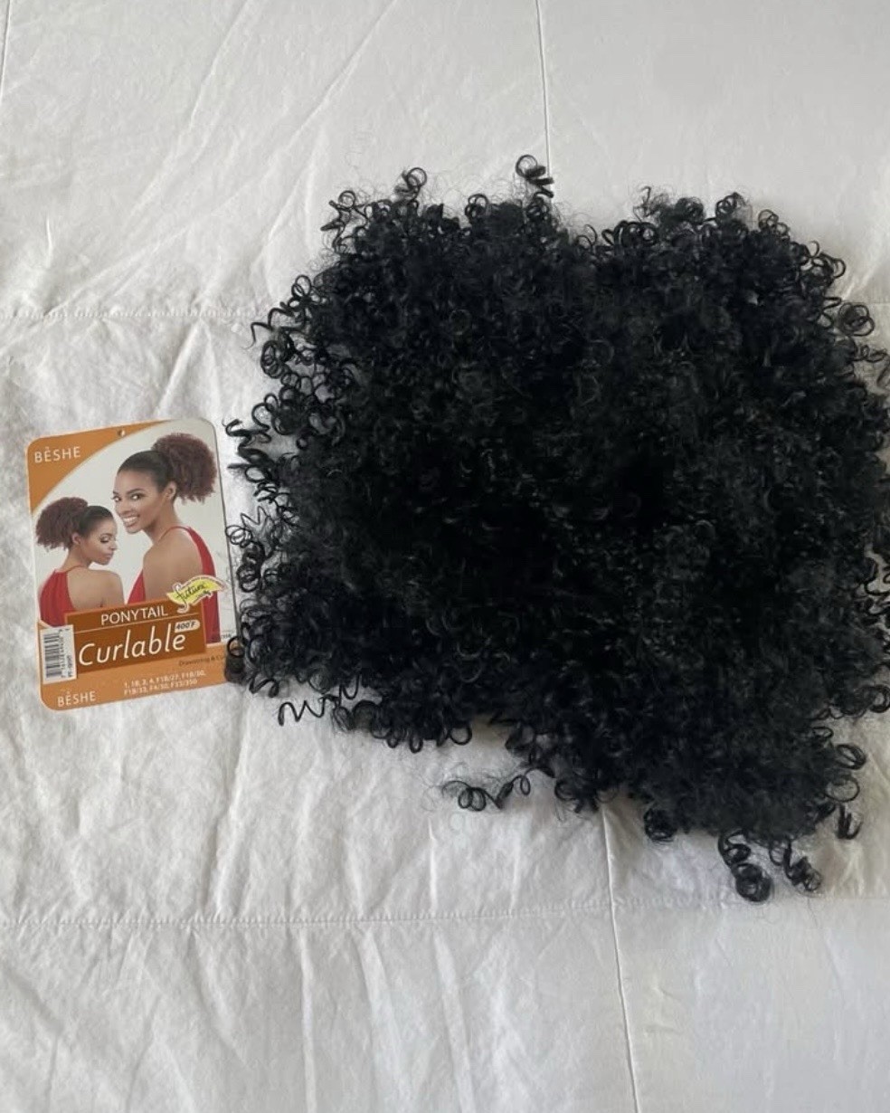 Bėshe Curly Coils Full Synthetic Drawstring Ponytail Wig Color: 1-BLACK