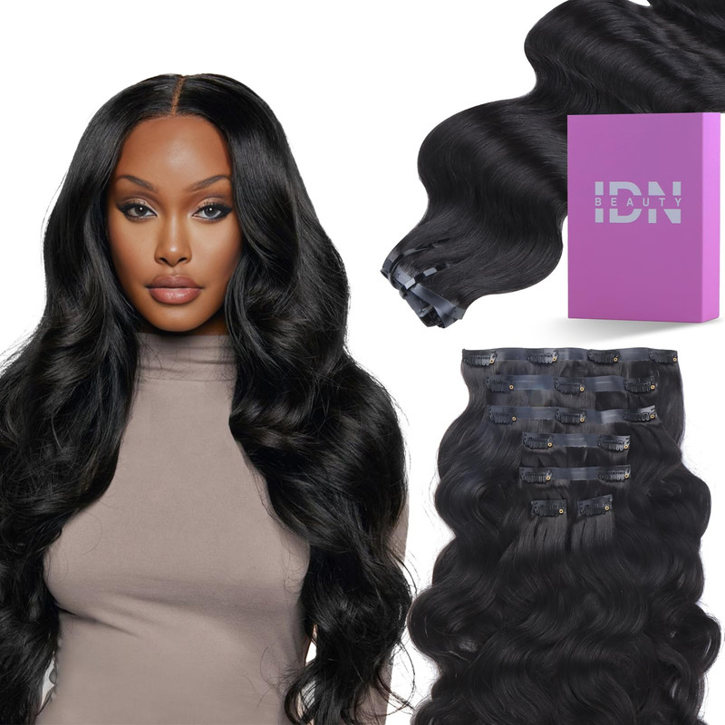Idn Beauty Seamless Clip In Hair Extensions Human Hair Body Wave 24 Inch 110G
