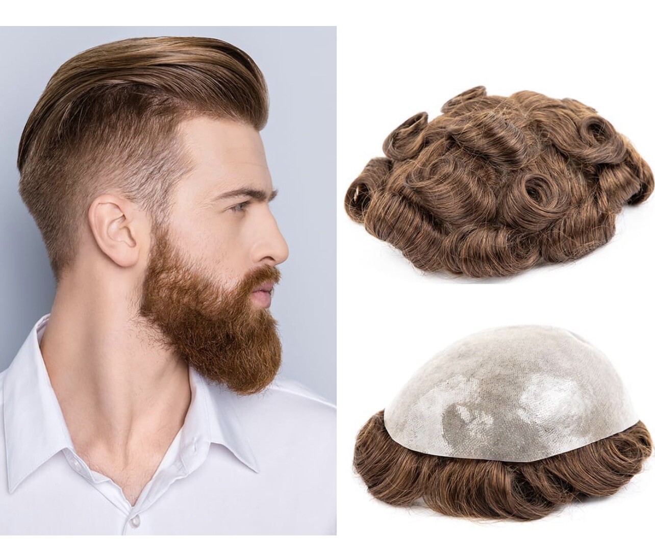 Pu Skin Toupee human hair 8x10in 0.04m thin #4 brown