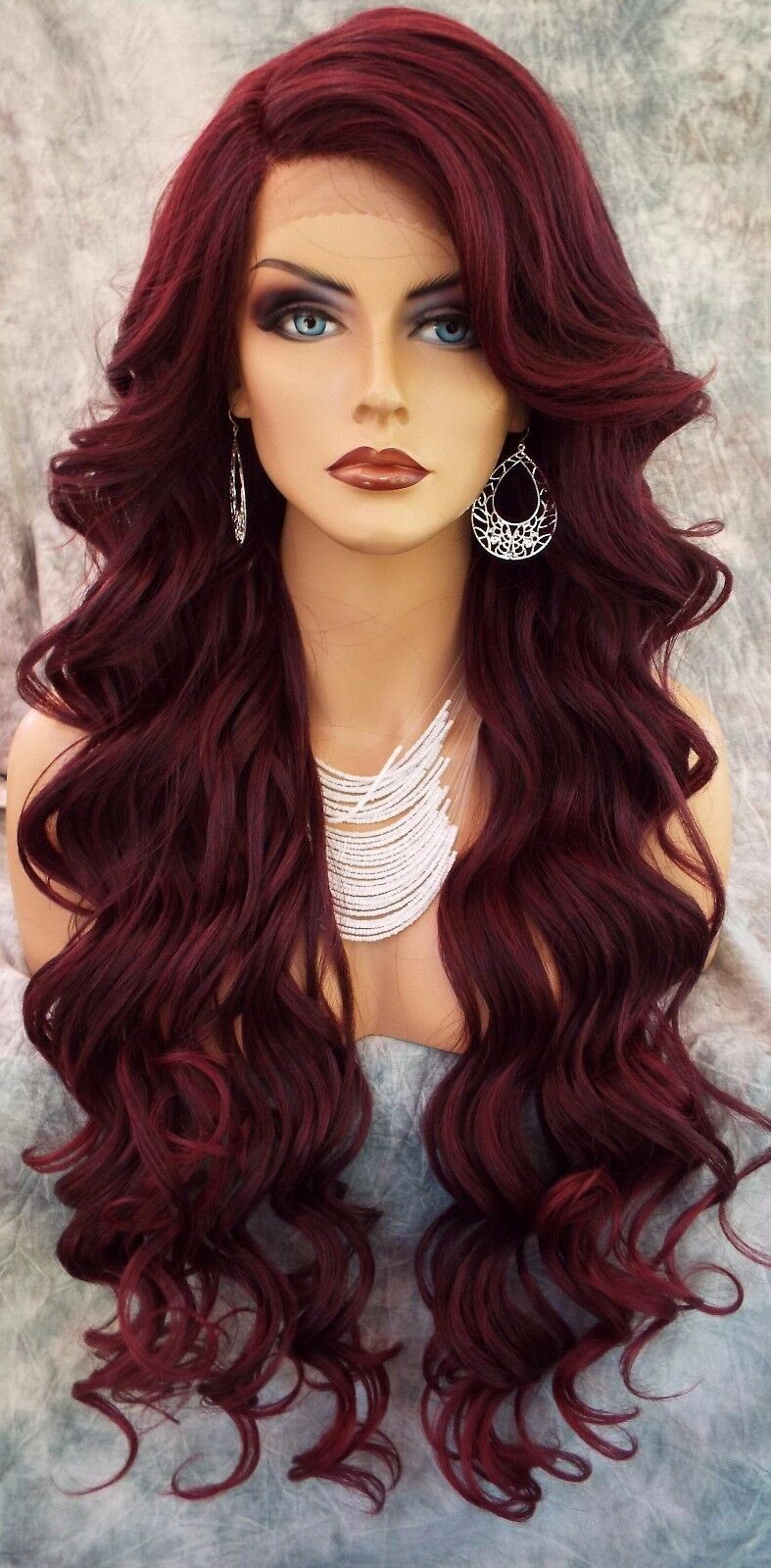 sepia Long 25 inch Wavy Lace Front Wig T1B.Burgundy Gorgeous New with Tags