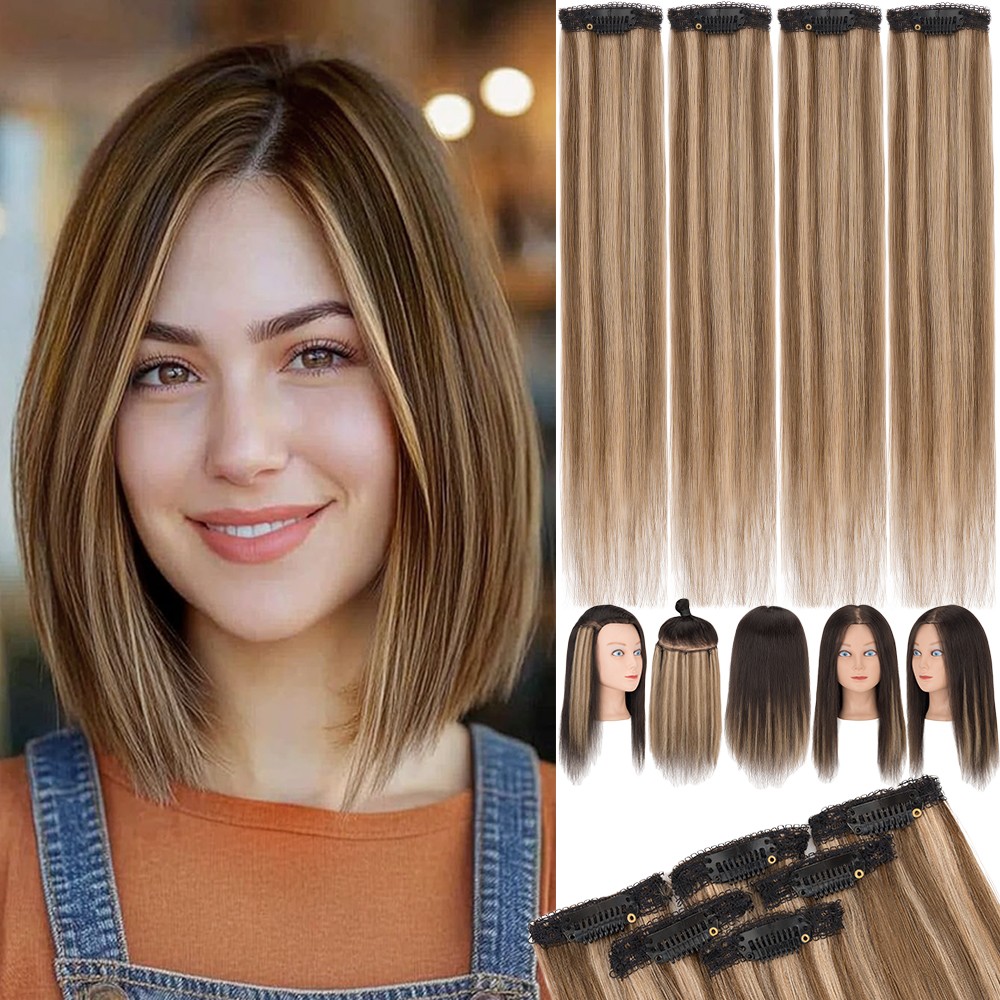Invisible Clip In Remy Human Hair Pad Fluffy Patches Hairpiece Thick Extensions