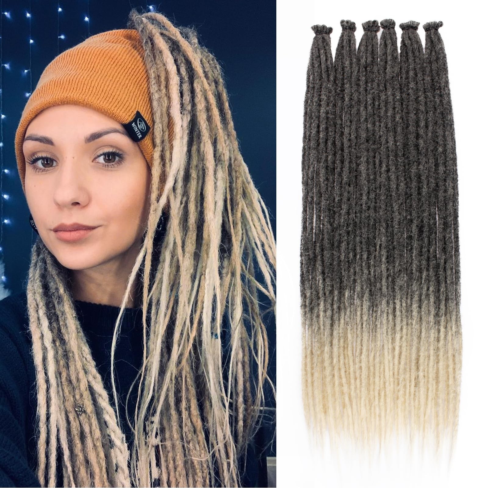 24 Inch Dreadlock Extensions 0.6 cm Width Soft Synthetic Crochet SE Dreads 20…
