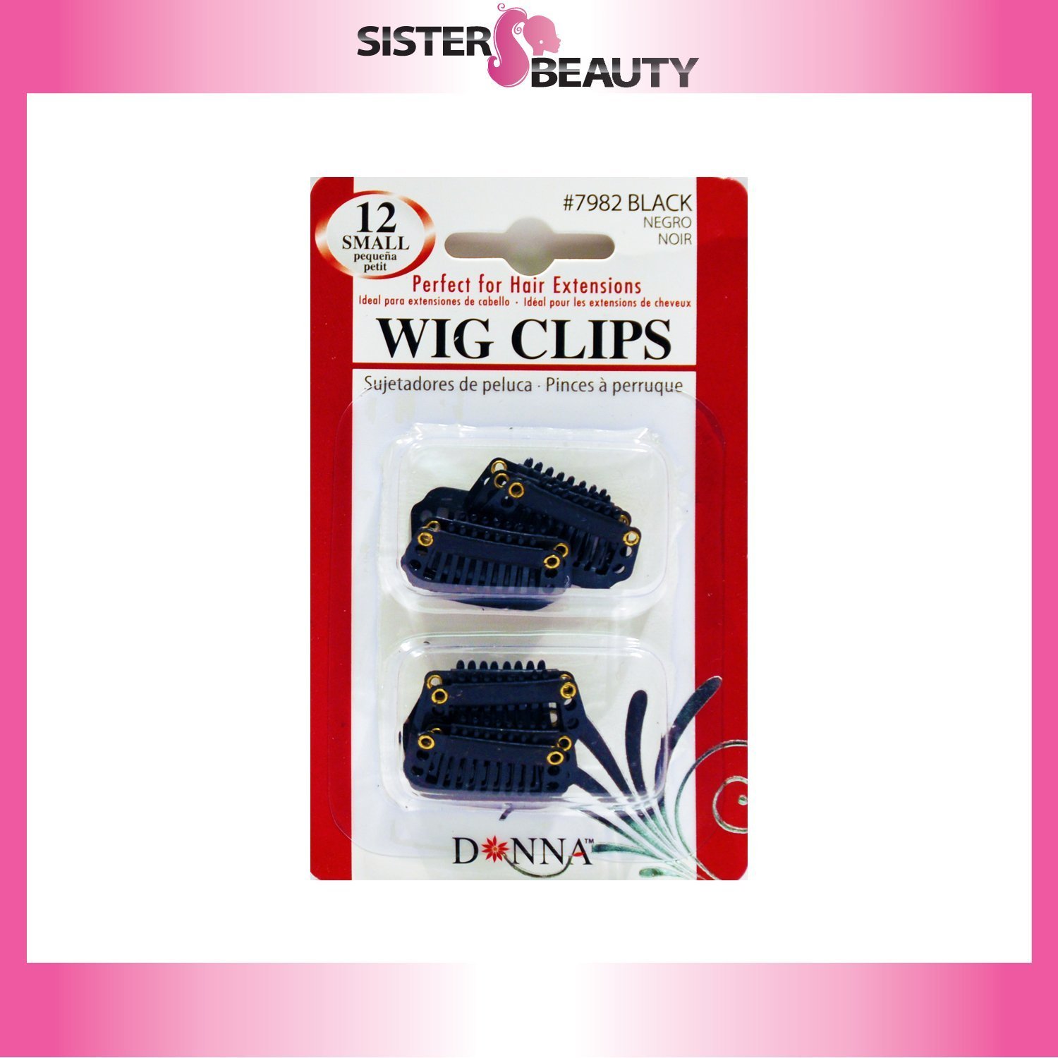 (24 clips) SMALL Black Wig Clips, TWO 12 packs DONNA #7982