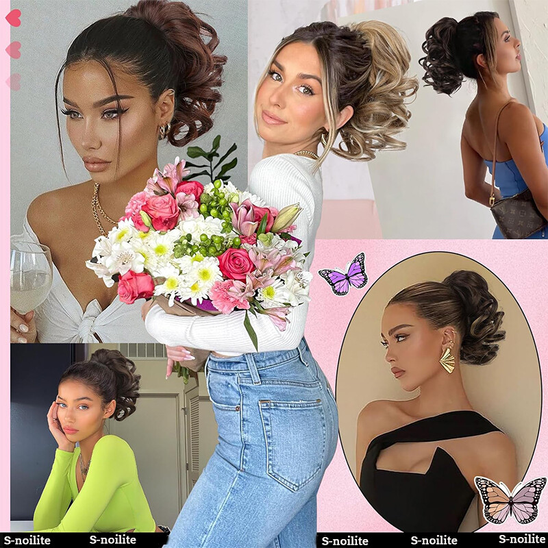 Bendable Claw Clip Ponytail Messy Bun Hair Piece Short Updo Extensions Natural