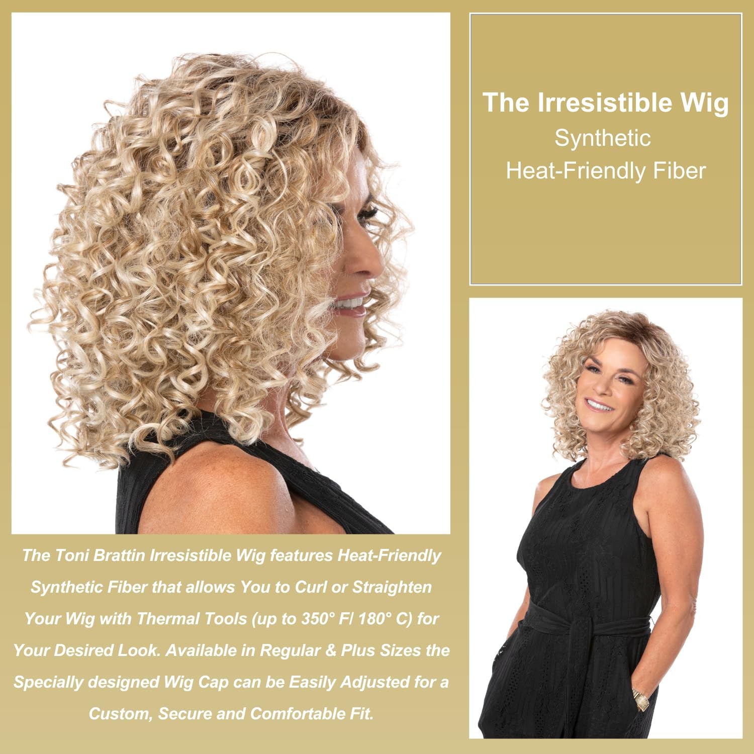 Toni Brattin Wig – Red Blonde Lace Front Shoulder Length Curls COLOR IN PHOTOS