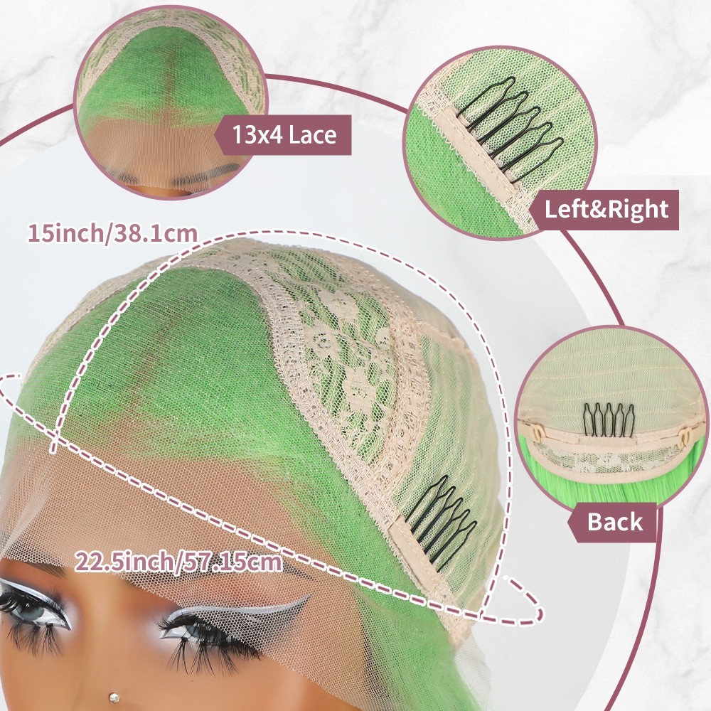 Ombre Green Lace Front Wigs Long Straight Hair Pre Plucked Glueless Women Party