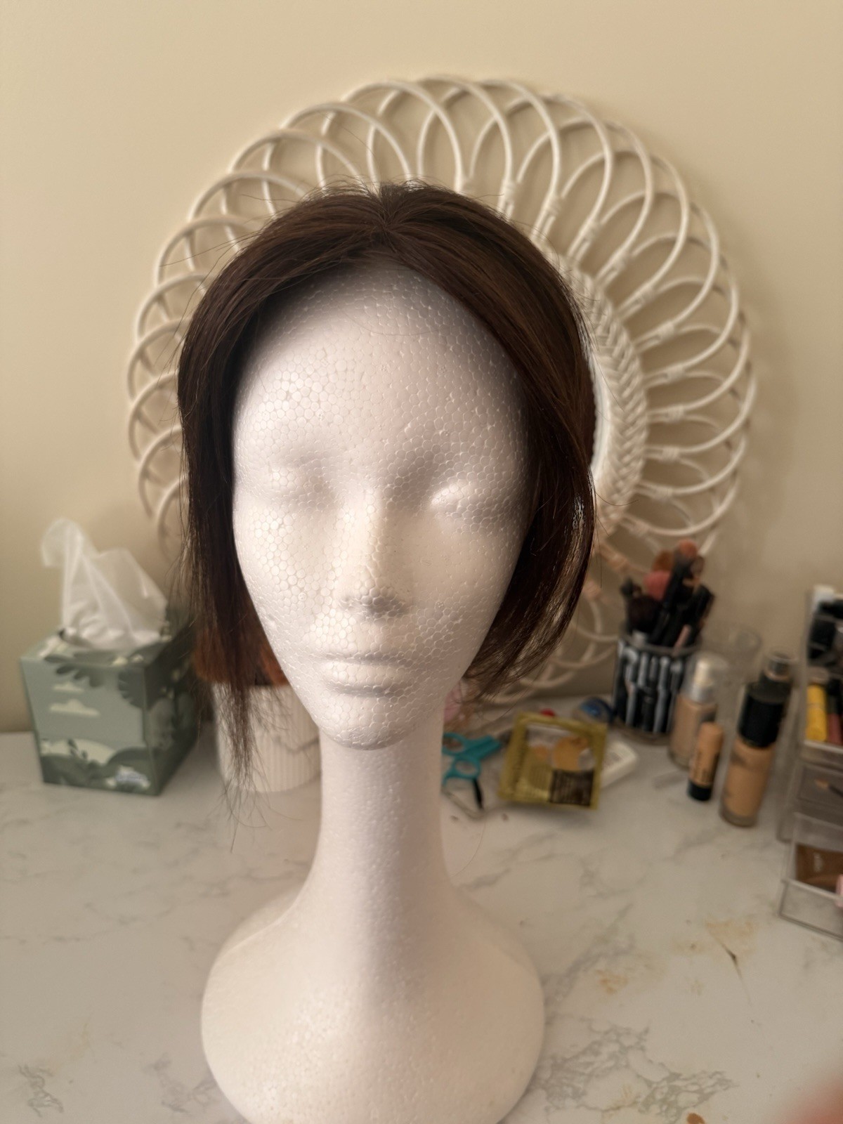 Straight textured Light Warm Brown Bangs Topper never worn.