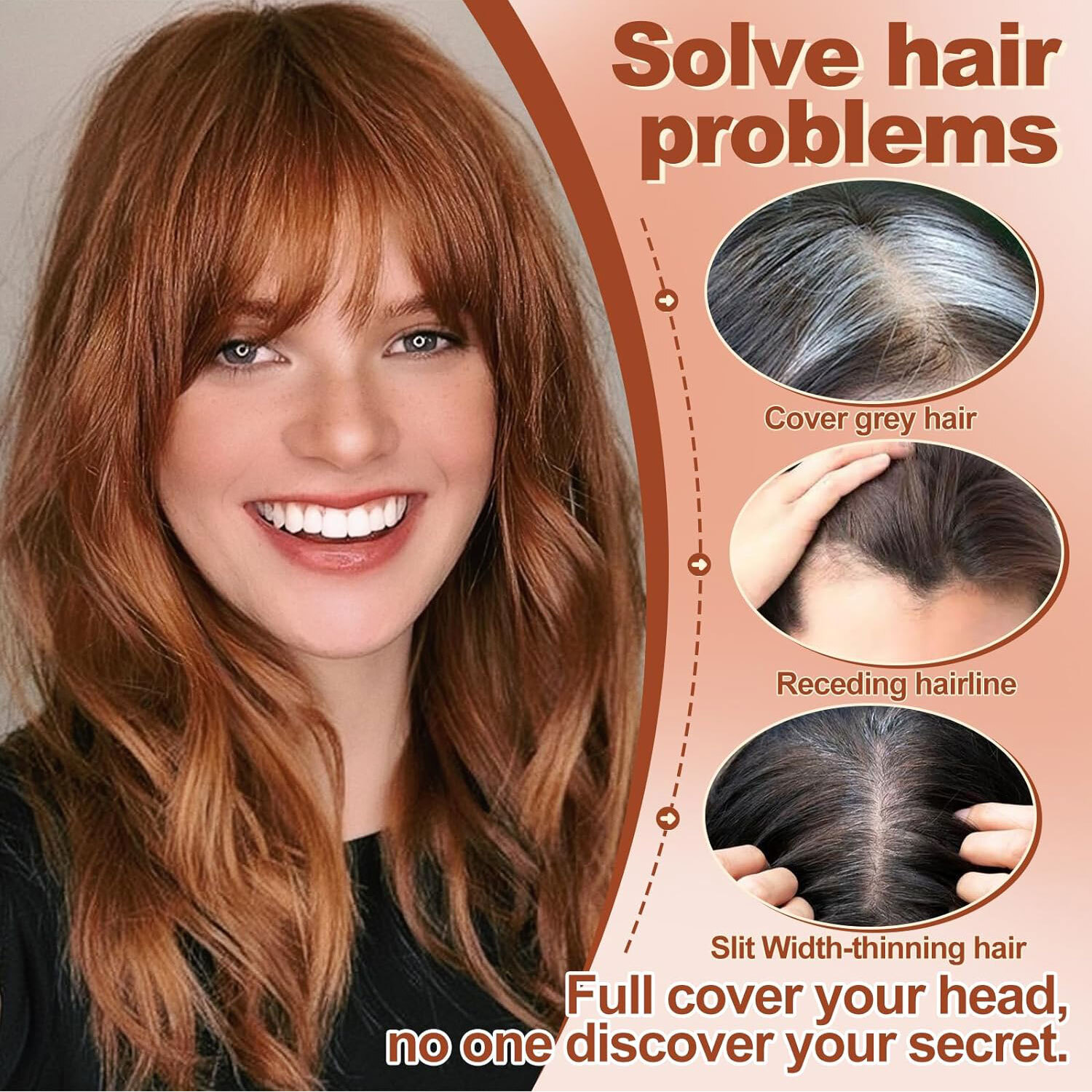 Clip in Bangs Topper 100% Remy Human Hair 360° 3D Wispy Fake Bangs Black Brown X
