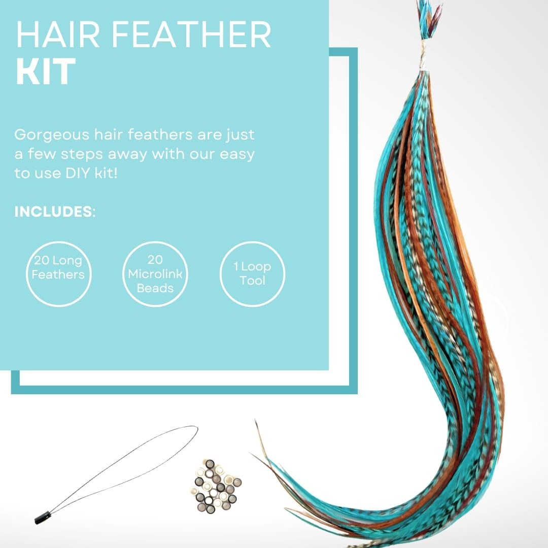 Hair Feathers Extensions Kit – DIY Microlink Beads & Tool