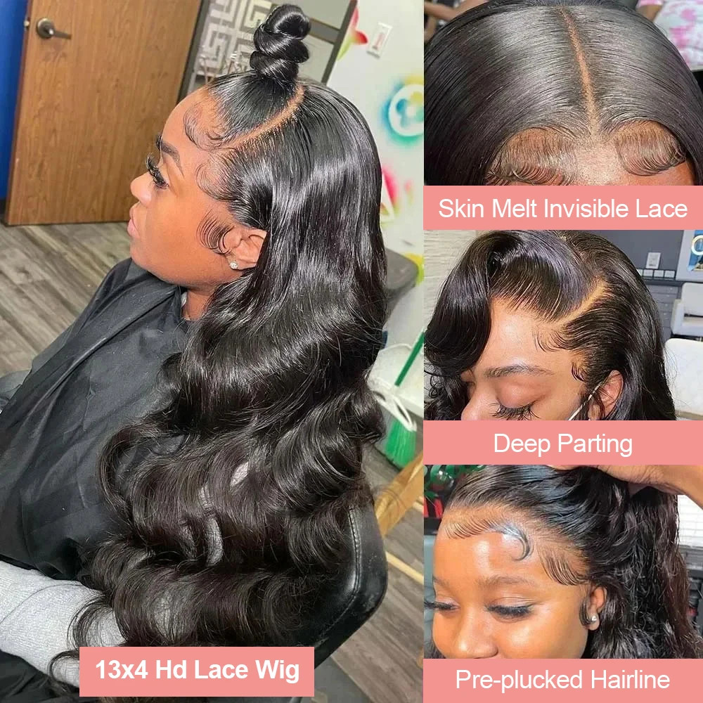 HD Lace Front Wig Preplucked NaturalBlack BodyWave Hd Transparent Human Hair Wig