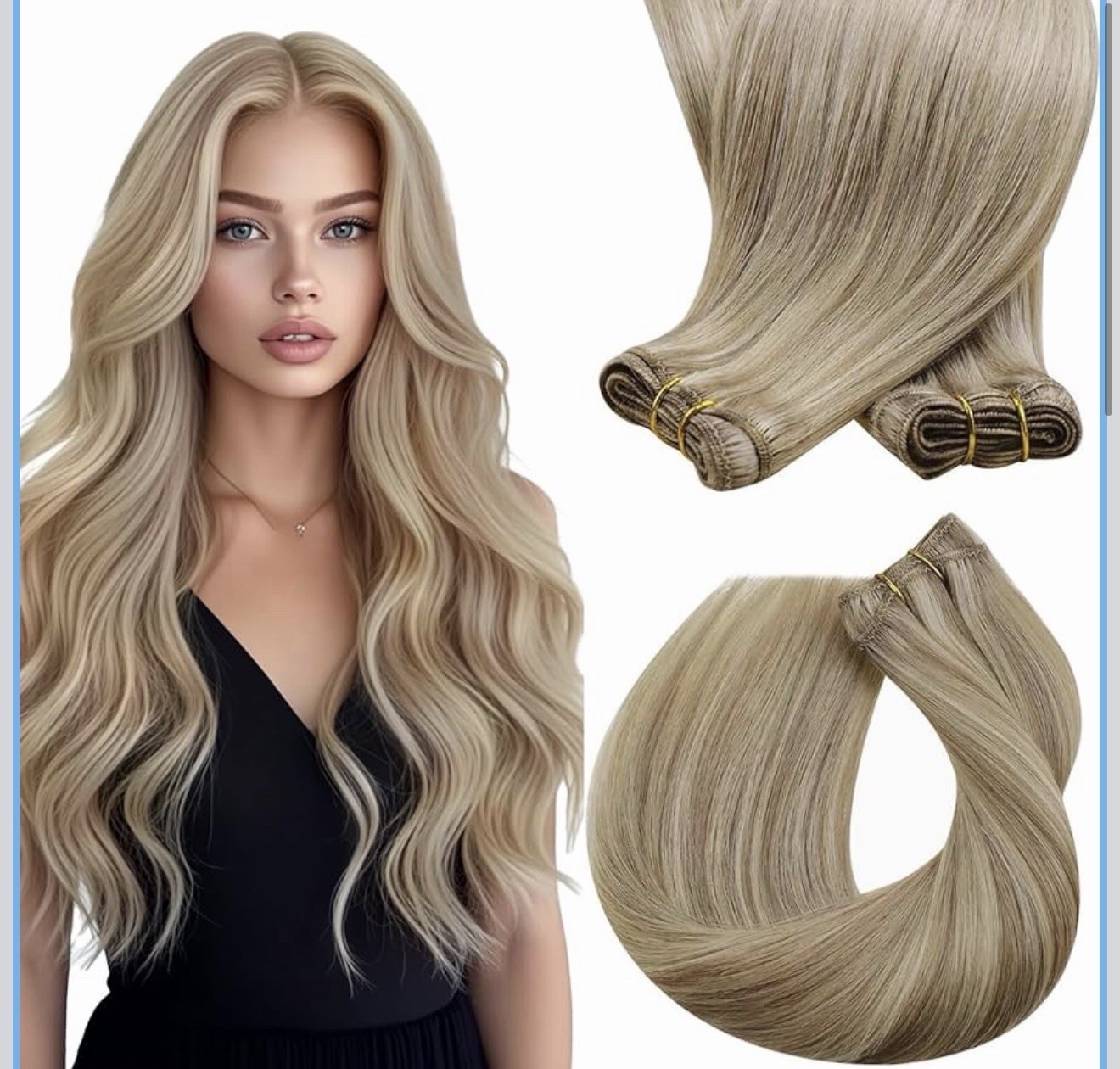Sunny Hair Sew in Hair Extensions Blonde B-#16/22-Golden Blonde Highlights