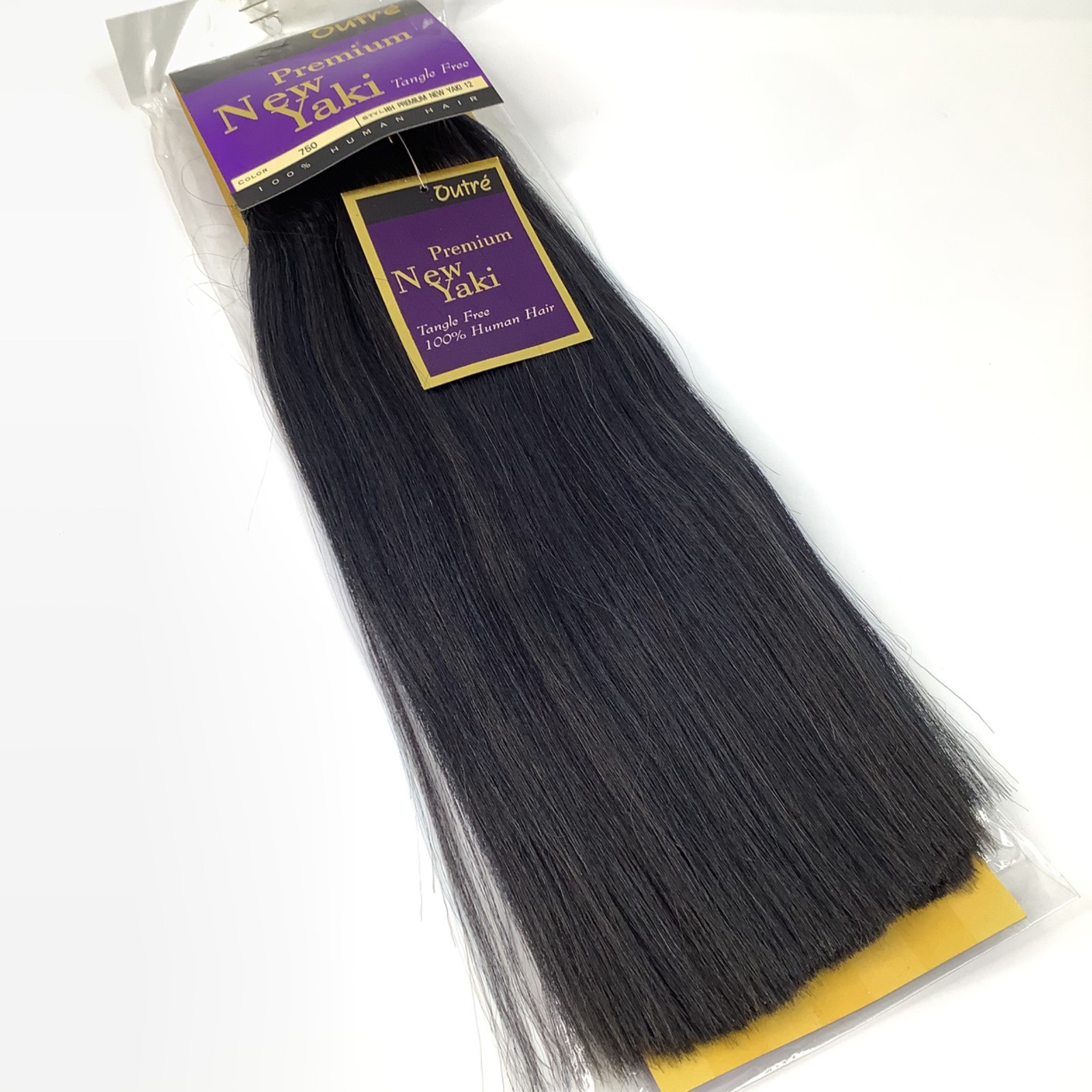 Premium Outré New Yaki 100% Human Hair Extensions #750 Blue Black 12″ Straight