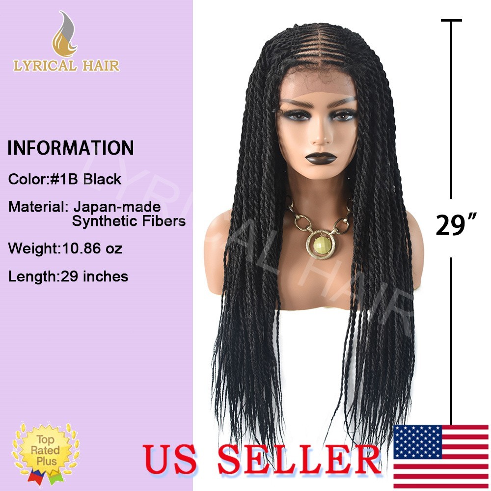 Micro Twist Swiss Lace Front Box Hand Braided Wigs For Women Synthetic Baby Hair