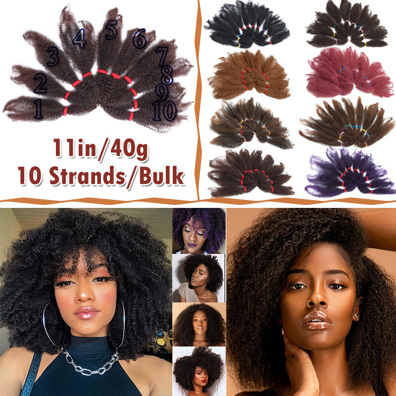 Afro Kinky Bulk Hair Extensions Curl Twist Crochet Braids 100% Natural As Human