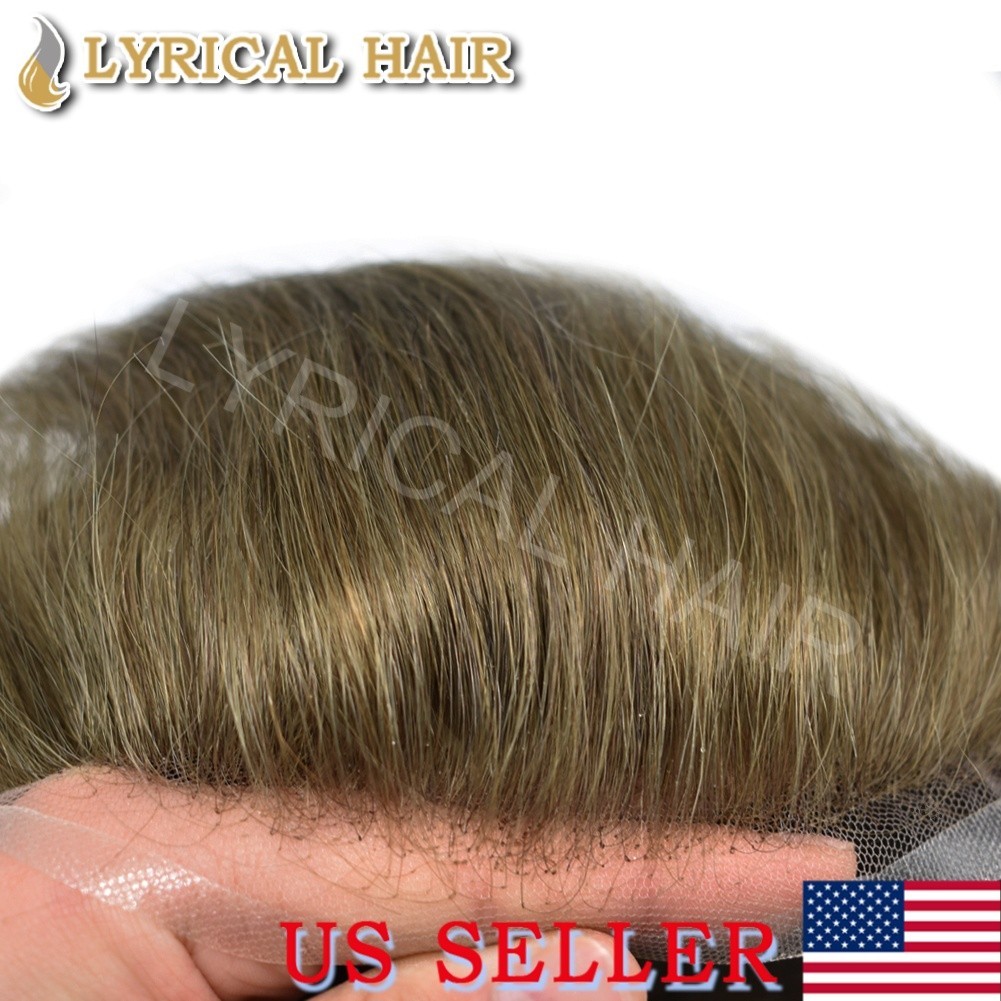 Mens Toupee Full Swiss Lace Hairpiece Bleached All Color Hair Replacement System