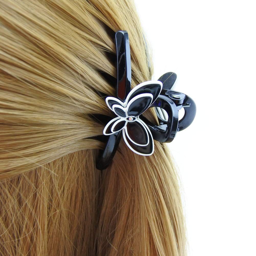 Meilliwish Noble Little Butterfly Women Ponytail Holder Hair Claw Clip Black
