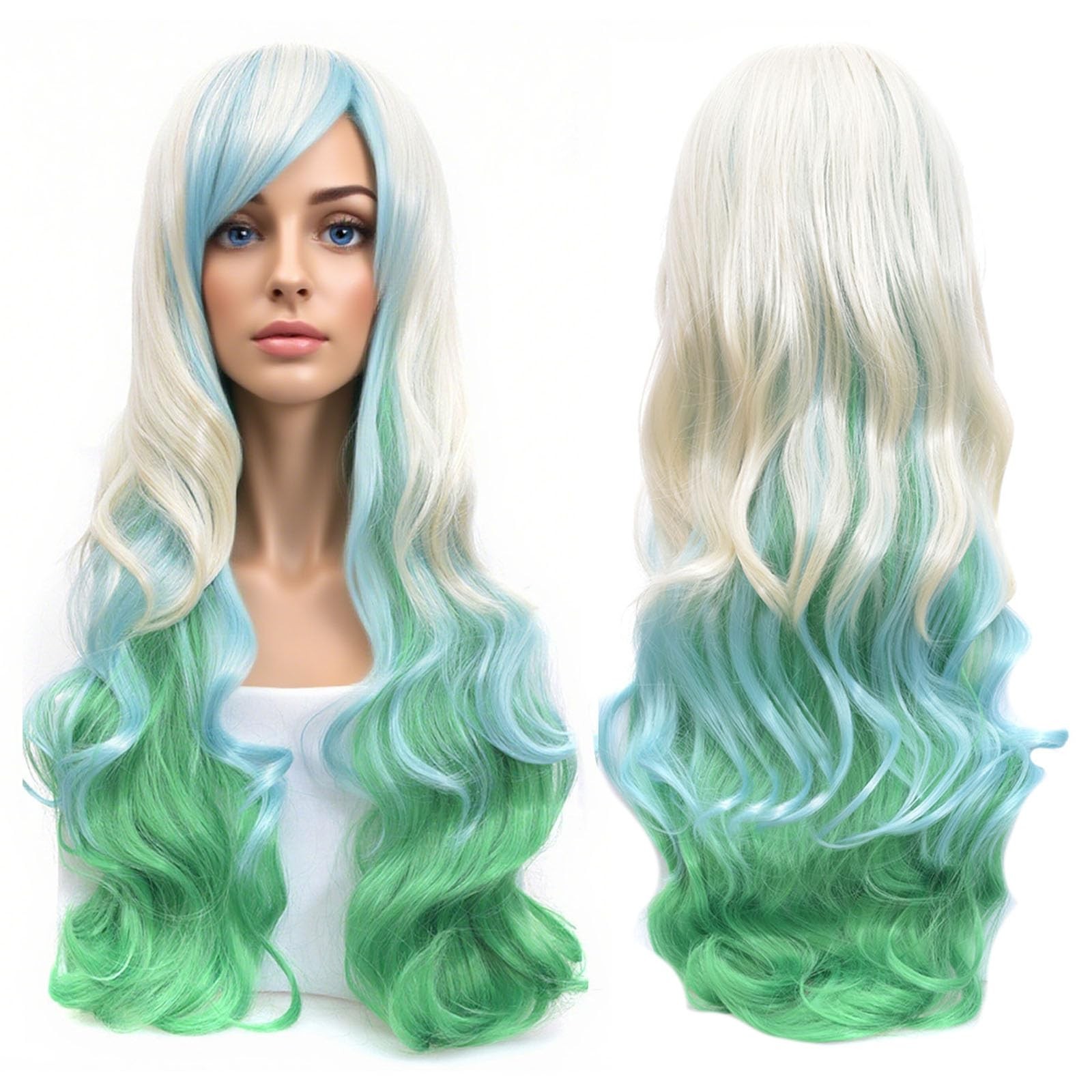 Women Wigs Long Hair Heat Resistant Spiral Curly Cosplay Wig Fashion Wavy Cos…