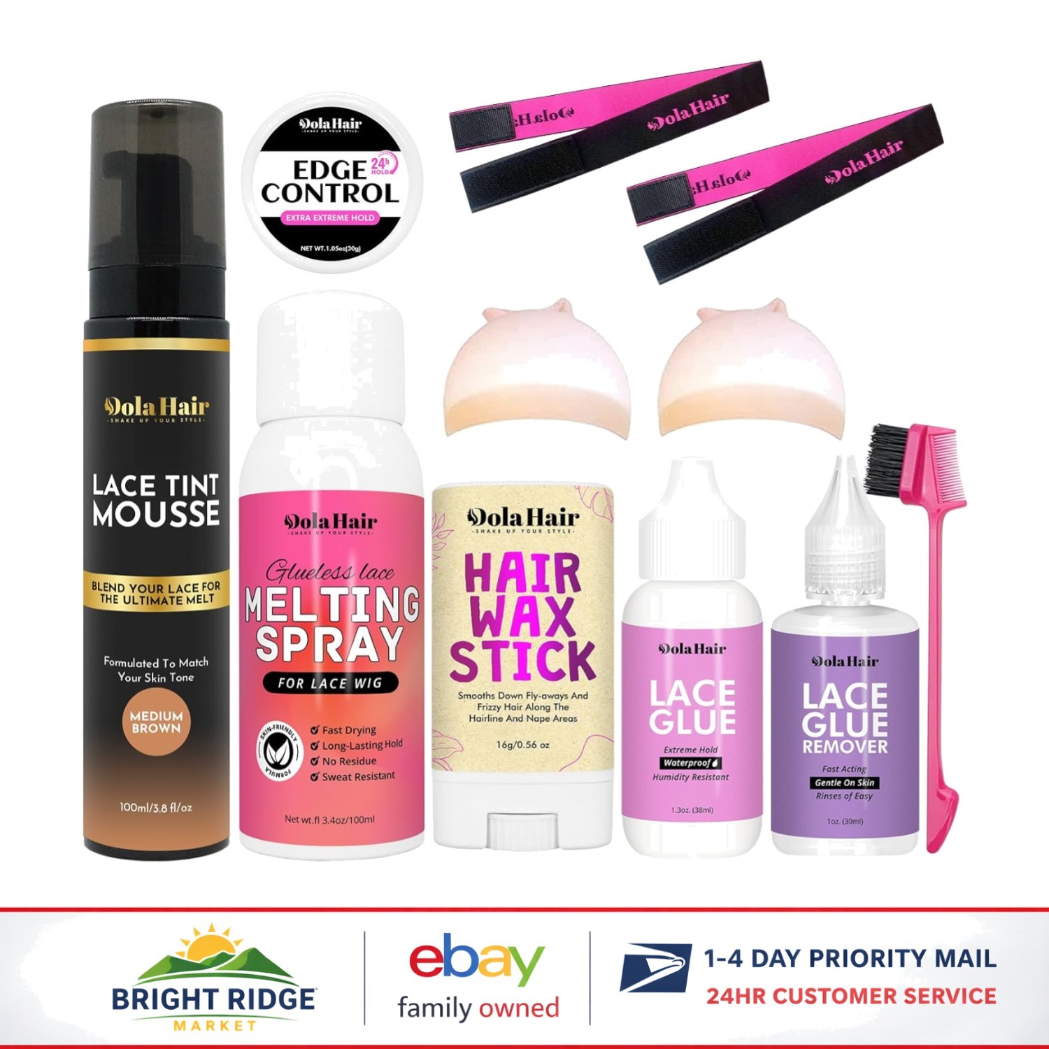 Wig Adhesive Kit Featuring Lace Tint Mousse, Waterproof Glue & Control Stick