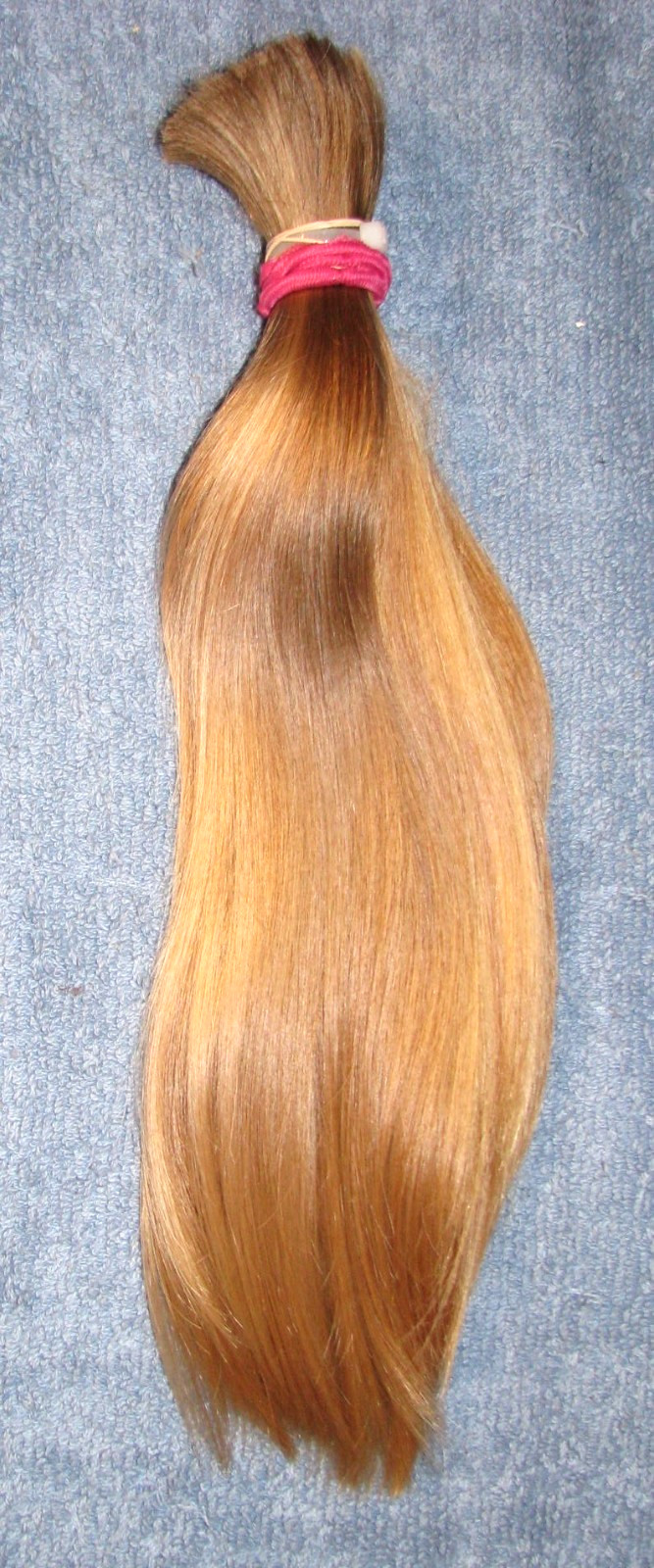 HUMAN HAIR HAIRCUT 12 INCH 2.6oz THICK BLONDE BLEND PONYTAIL REBORN DOLLS T43