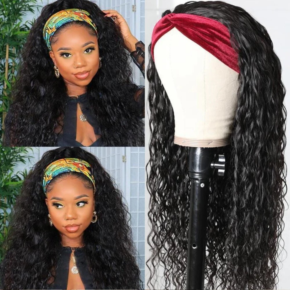 UNice Peruvian Put On And Go Headband Glueless Water Wave Human Hair Wig Wear Go