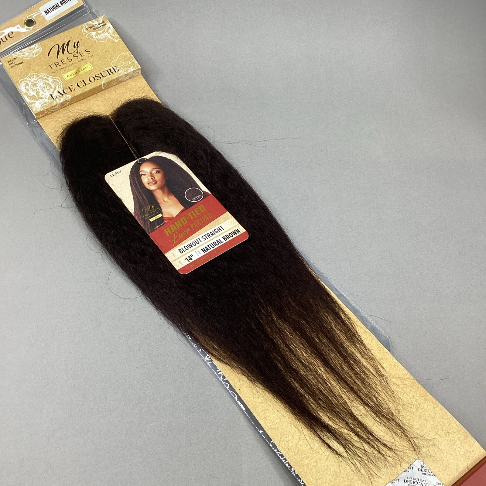 14” Blowout Straight Natural Brown Lace Parting Closure Unprocessed 100% Human