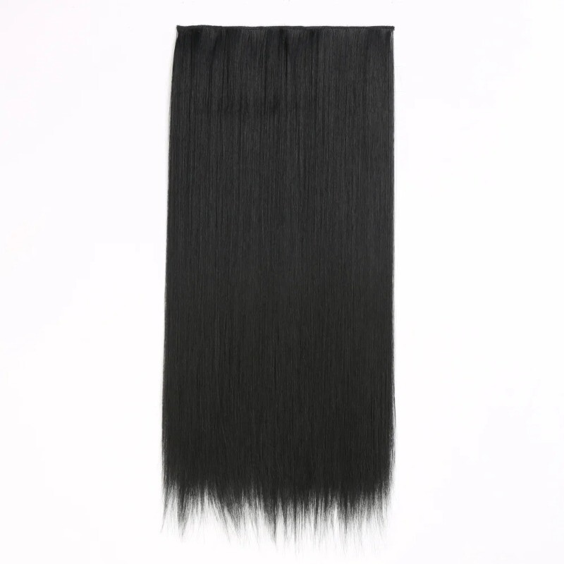 24in Synthetic Long Straight Clip In One Piece Hair Extension 5 Clips Fake Hair