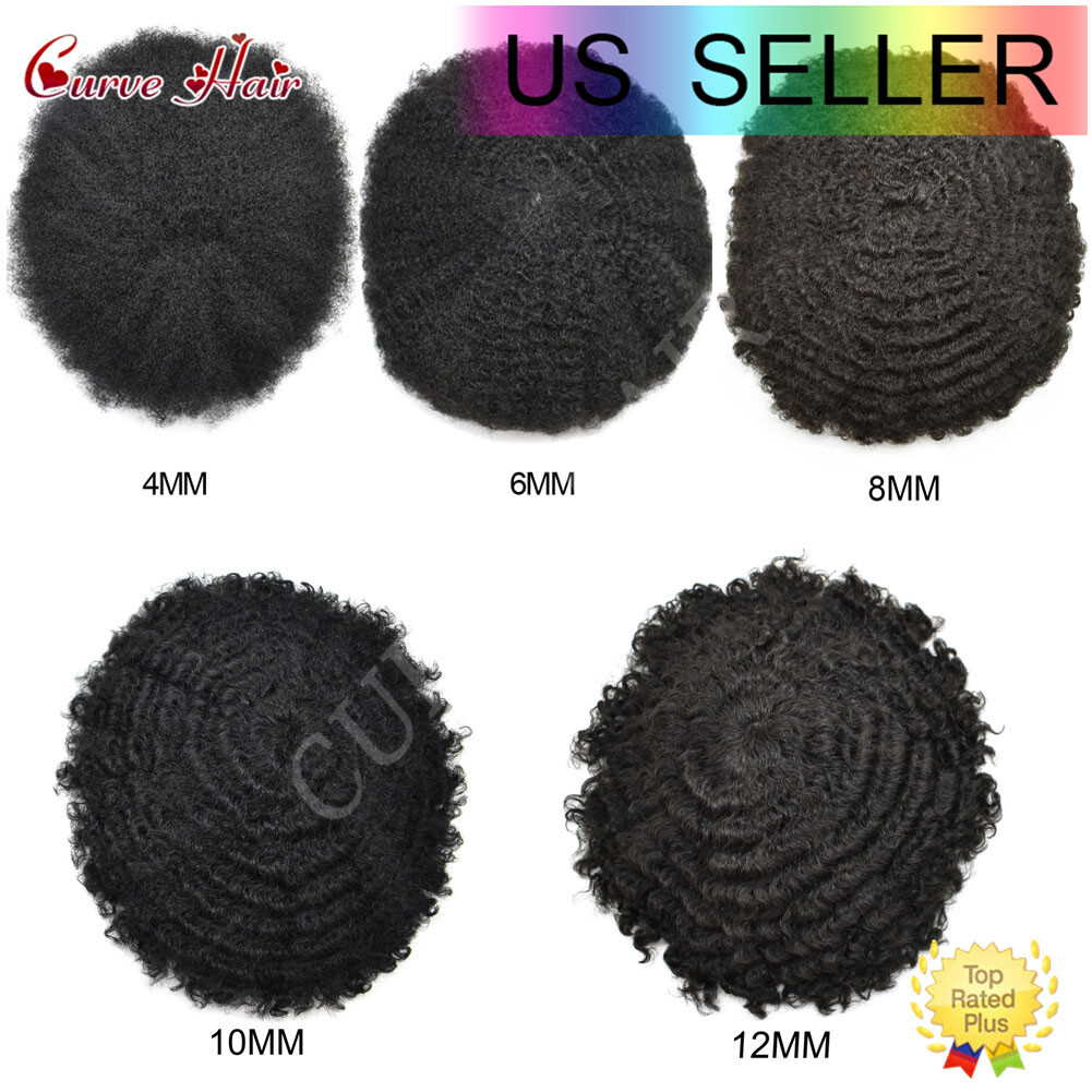 Afro Toupee for Black Men French Lace Afro Weave Kinky Curly Mens Wig Hair Units
